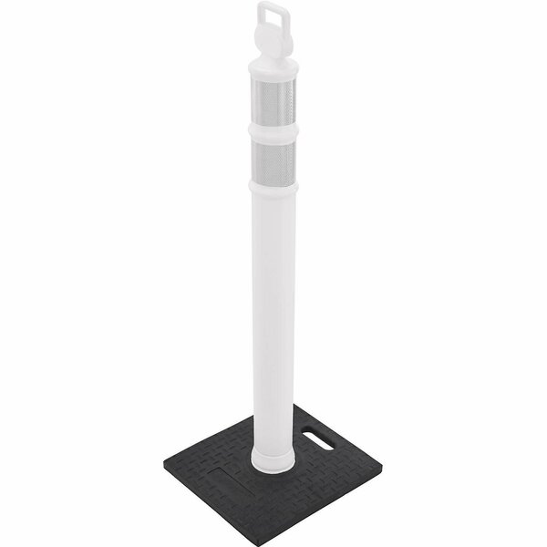 Global Industrial Portable Reflective Delineator Post with Square Base, 49inH, White 670685